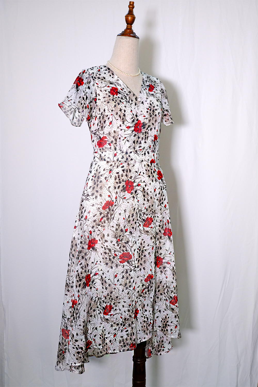 Váy chiffon hoa hồng 